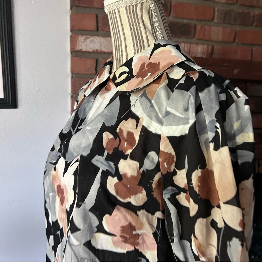 Archerie Peter Pan Collar Floral Print Cotton Blouse Sz 2 - Picture 4 of 8